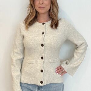 Women's Cream Button-Up Sweater